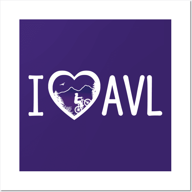 I Love AVL Biking - WO PurpleBG 04 Wall Art by AVL Merch